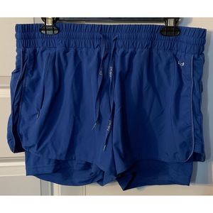 Women's HIND Hydra Running Run XL Shorts With Attached Compression Shorts Blue
